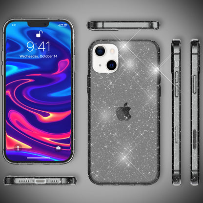 NALIA Glitzerhülle für iPhone 13 Mini – Funkelndes Silikon Case – DAZZLIN (Transparent & Stoßfest) – Marke aus Berlin