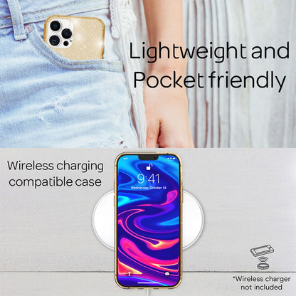 NALIA Glitzerhülle für iPhone 13 Pro Max – Funkelndes Silikon Case – DAZZLIN (Transparent & Stoßfest) – Marke aus Berlin