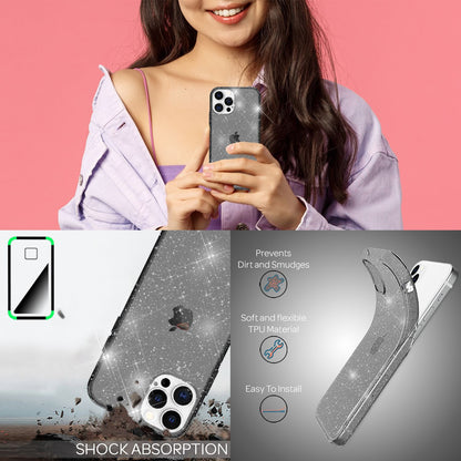 NALIA Glitzerhülle für iPhone 13 Pro Max – Funkelndes Silikon Case – DAZZLIN (Transparent & Stoßfest) – Marke aus Berlin