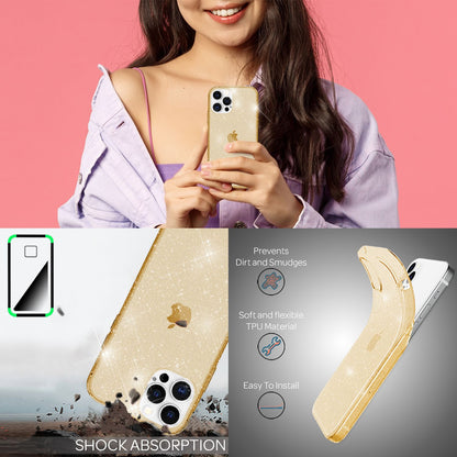 NALIA Glitzerhülle für iPhone 13 Pro Max – Funkelndes Silikon Case – DAZZLIN (Transparent & Stoßfest) – Marke aus Berlin