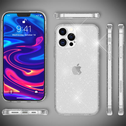 NALIA Glitzerhülle für iPhone 13 Pro Max – Funkelndes Silikon Case – DAZZLIN (Transparent & Stoßfest) – Marke aus Berlin