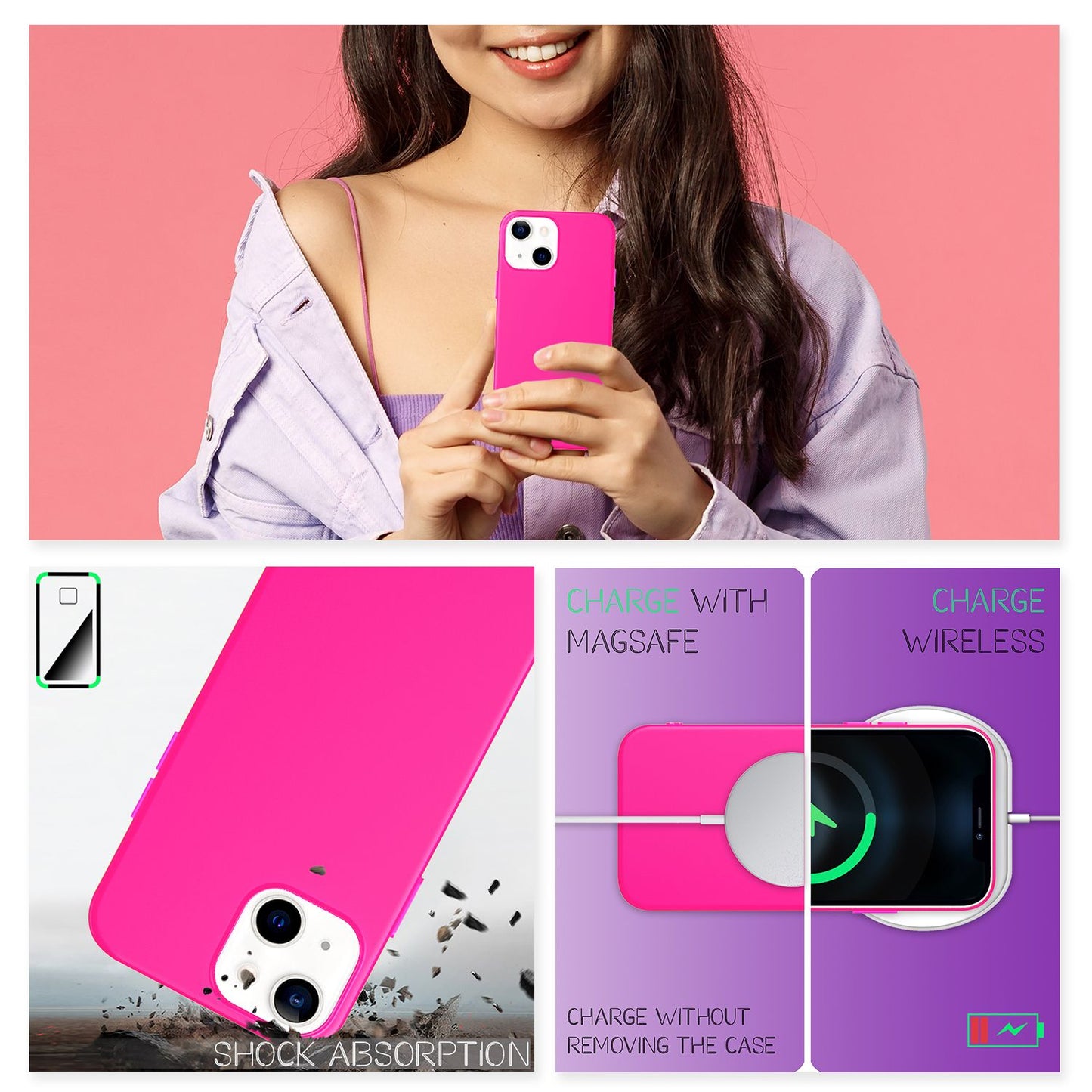 NALIA Neon Silikonhülle für iPhone 13 – Soft-Touch & Signal-Neon – NEONSHOCK (Matte Schutzhülle) – Marke aus Berlin