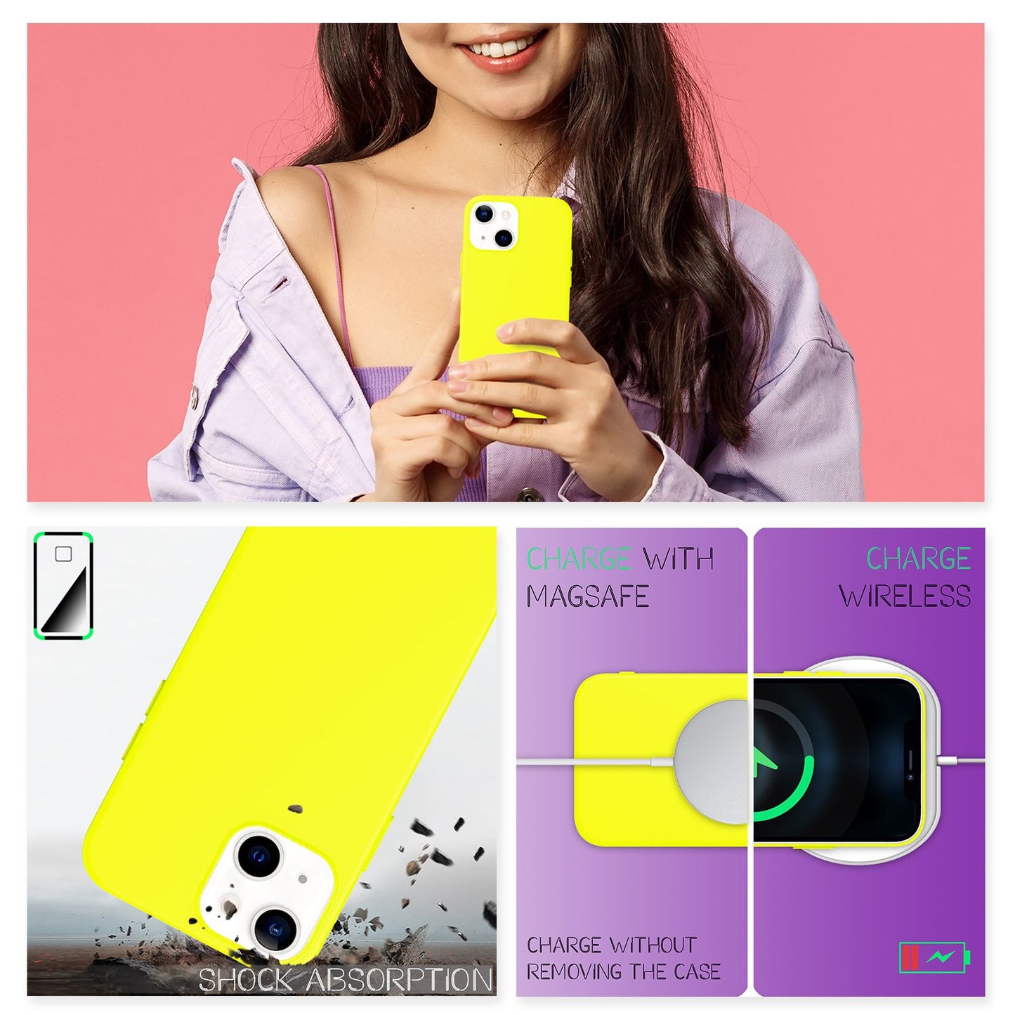 NALIA Neon Silikonhülle für iPhone 13 – Soft-Touch & Signal-Neon – NEONSHOCK (Matte Schutzhülle) – Marke aus Berlin