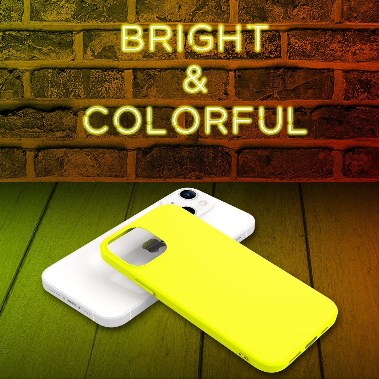 NALIA Neon Silikonhülle für iPhone 13 – Soft-Touch & Signal-Neon – NEONSHOCK (Matte Schutzhülle) – Marke aus Berlin