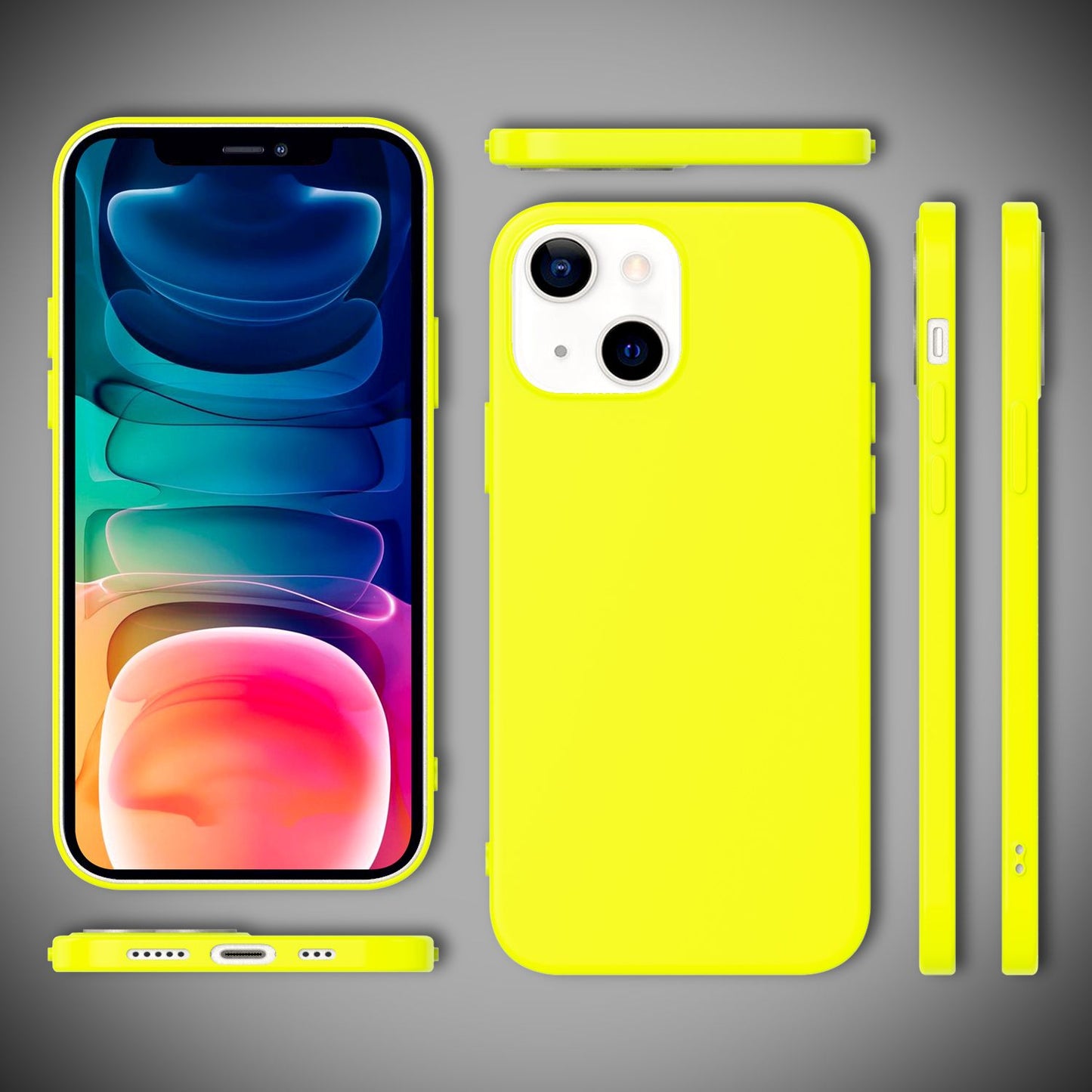 NALIA Neon Silikonhülle für iPhone 13 – Soft-Touch & Signal-Neon – NEONSHOCK (Matte Schutzhülle) – Marke aus Berlin