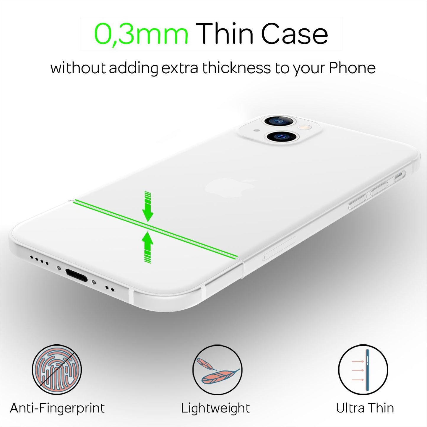 NALIA Ultra Slim Hardcase für iPhone 13 Mini – Matt-Transparent & 0.3mm Dünn – PHANTOM (Hauchdünnes Cover & Kamera-Vollschutz) – Marke aus Berlin