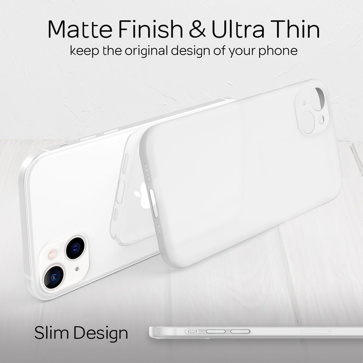 NALIA Ultra Slim Hardcase für iPhone 13 Mini – Matt-Transparent & 0.3mm Dünn – PHANTOM (Hauchdünnes Cover & Kamera-Vollschutz) – Marke aus Berlin