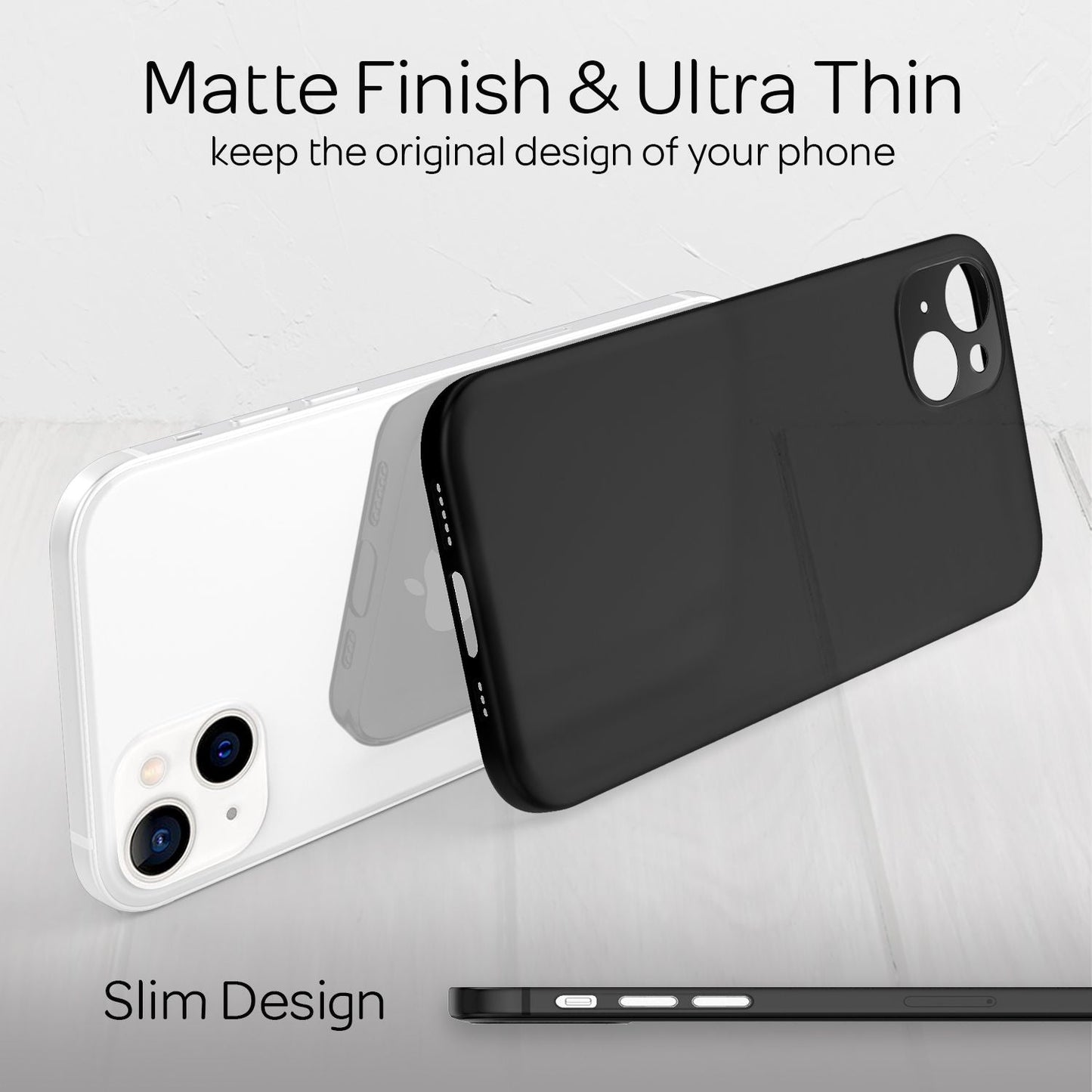 NALIA Ultra Slim Hardcase für iPhone 13 – Matt-Transparent & 0.3mm Dünn – PHANTOM (Hauchdünnes Cover & Kamera-Vollschutz) – Marke aus Berlin