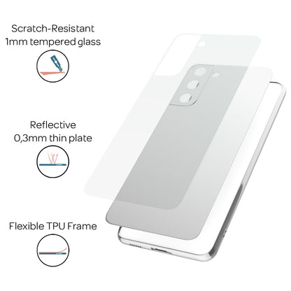 NALIA Spiegel Hartglas Case kompatibel mit Samsung Galaxy S21 Hülle, Klarer Spiegeleffekt Mirror Hardcase Kratzfest 9H Tempered Glass & Silikon Bumper, Dünne Schutzhülle Glashülle Handyhülle - Silber