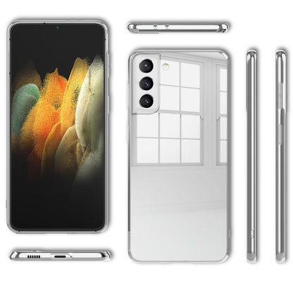 NALIA Spiegel Hartglas Case kompatibel mit Samsung Galaxy S21 Hülle, Klarer Spiegeleffekt Mirror Hardcase Kratzfest 9H Tempered Glass & Silikon Bumper, Dünne Schutzhülle Glashülle Handyhülle - Silber
