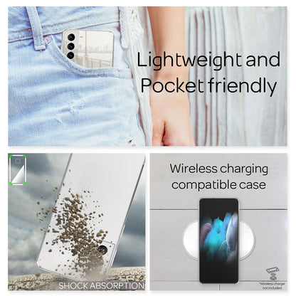 NALIA Spiegel Hartglas Case kompatibel mit Samsung Galaxy S21 Plus Hülle, Klarer Spiegeleffekt Mirror Hardcase Kratzfest 9H Tempered Glass & Silikon Bumper, Dünne Schutzhülle Handyhülle Hart - Silber