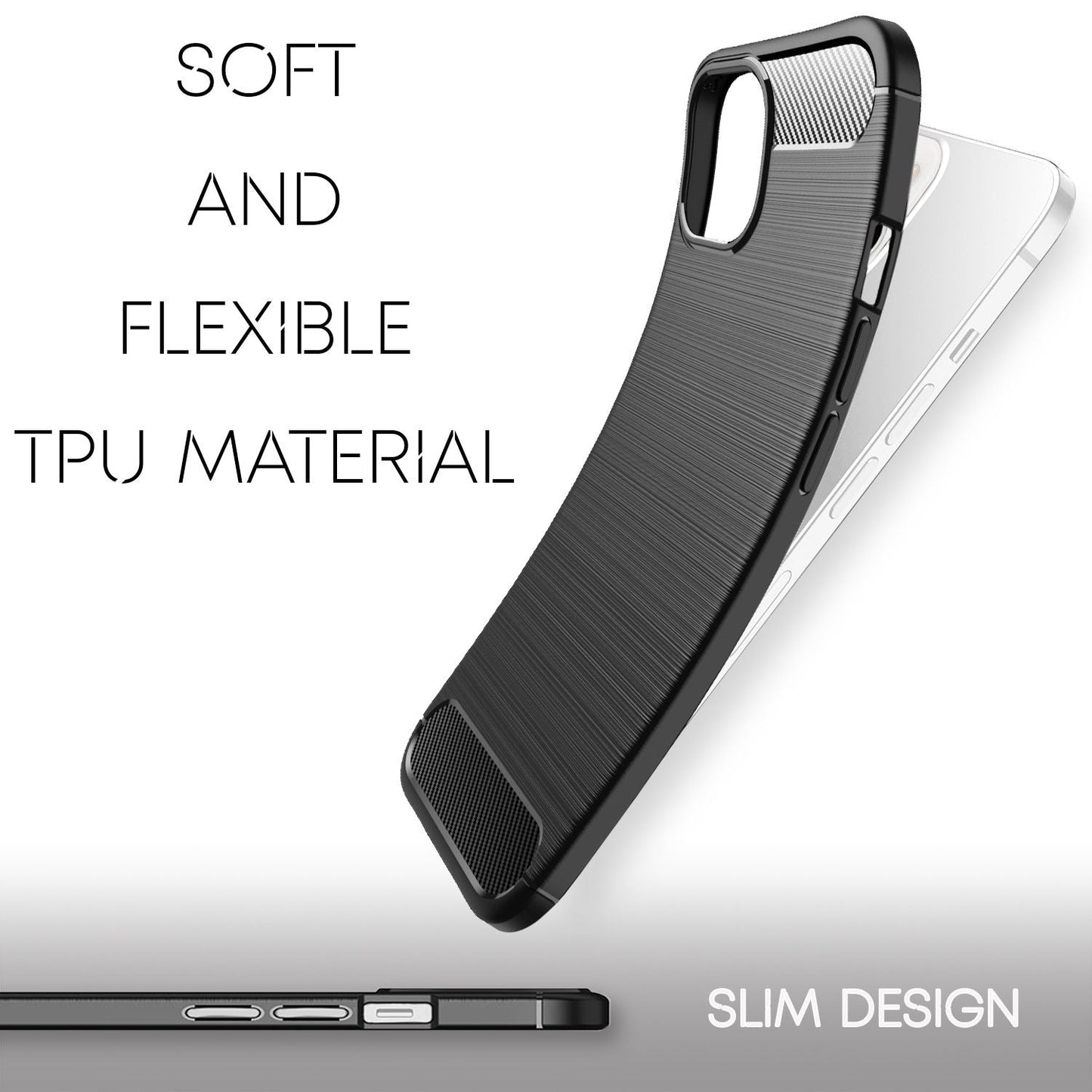 NALIA Silikonhülle für iPhone 13 Mini – Rutschfest & Matt – VORTEX (Gebürstete Optik & Carbon Design) – Marke aus Berlin
