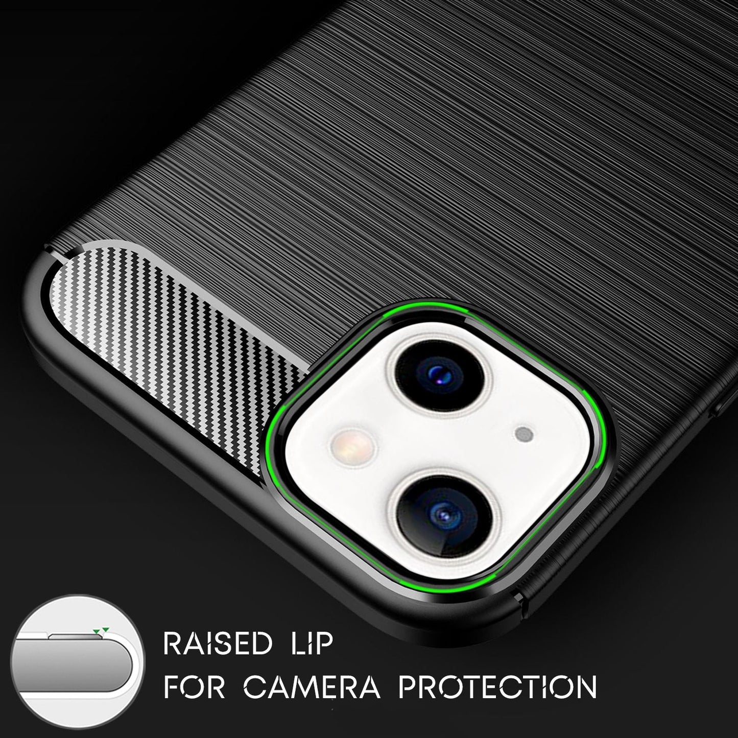 NALIA Silikonhülle für iPhone 13 Mini – Rutschfest & Matt – VORTEX (Gebürstete Optik & Carbon Design) – Marke aus Berlin