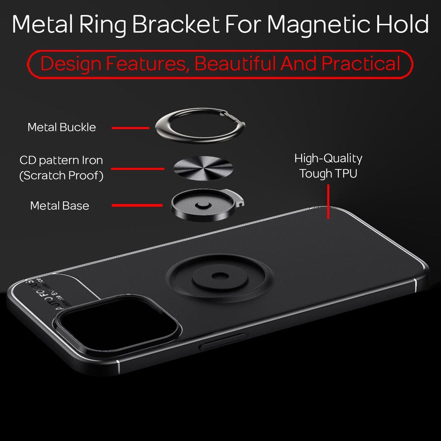 NALIA Ringhülle für iPhone 13 Pro – Ring-Ständer 360° & für Magnet-Halter – GRIP360 (Mattiertes Silikon Case) – Marke aus Berlin