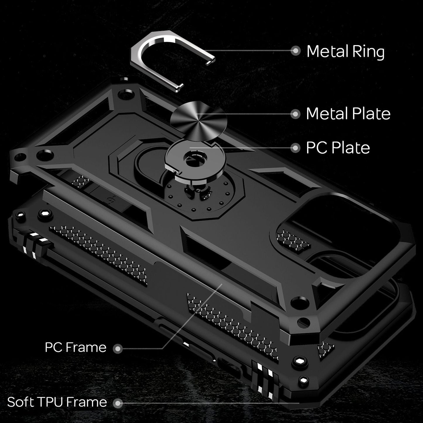 NALIA Panzerhülle für iPhone 13 Pro – Ring-Ständer 360° & Magnet-Halterung Kompatibel – RINGDEFEND (Stoßfestes Outdoor Case) – Marke aus Berlin