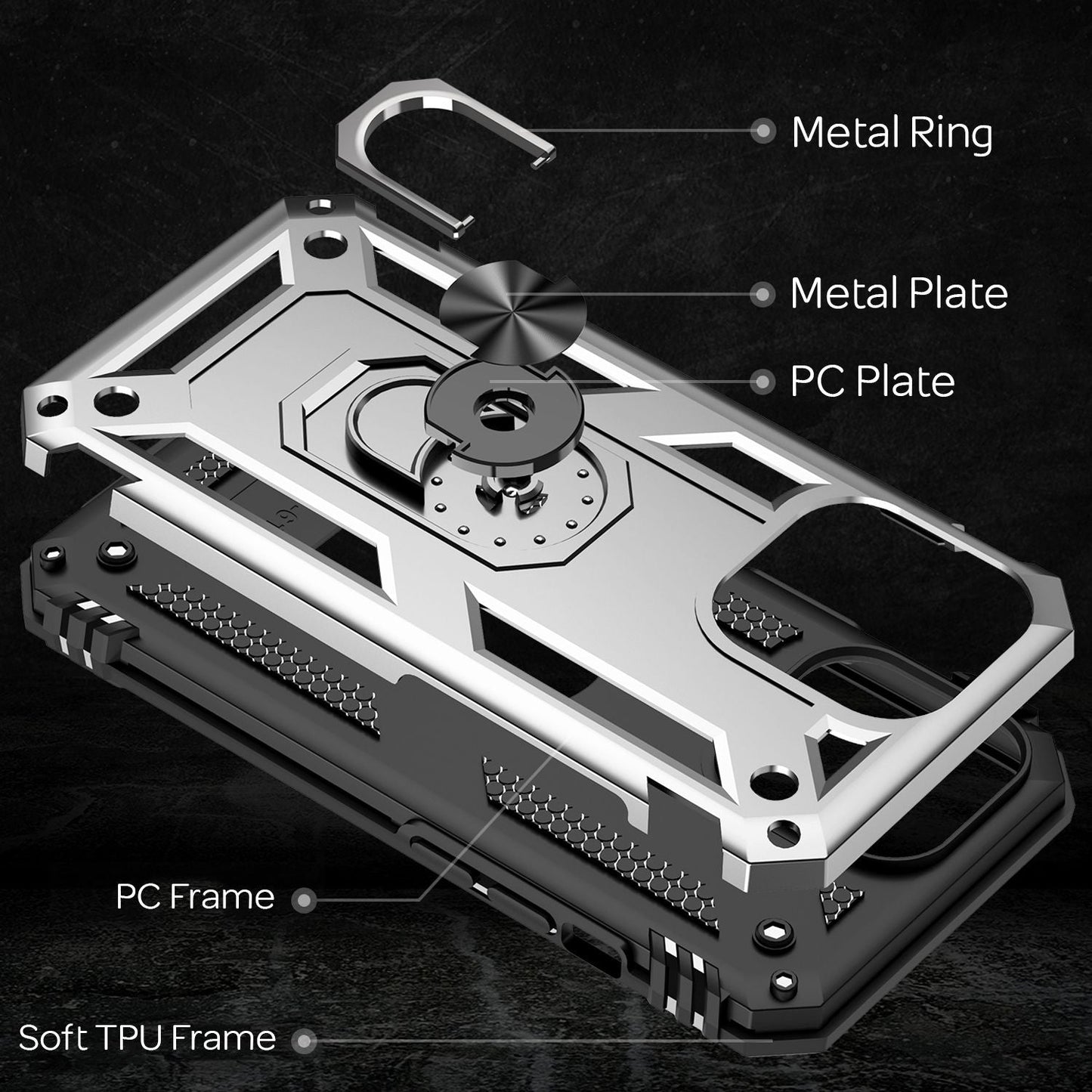 NALIA Panzerhülle für iPhone 13 Pro – Ring-Ständer 360° & Magnet-Halterung Kompatibel – RINGDEFEND (Stoßfestes Outdoor Case) – Marke aus Berlin