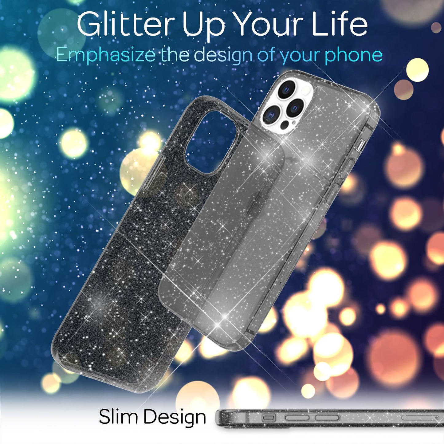 NALIA Glitzerhülle für iPhone 13 Pro – Funkelndes Silikon Case – DAZZLIN (Transparent & Stoßfest) – Marke aus Berlin