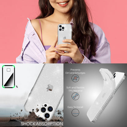 NALIA Glitzerhülle für iPhone 13 Pro – Funkelndes Silikon Case – DAZZLIN (Transparent & Stoßfest) – Marke aus Berlin
