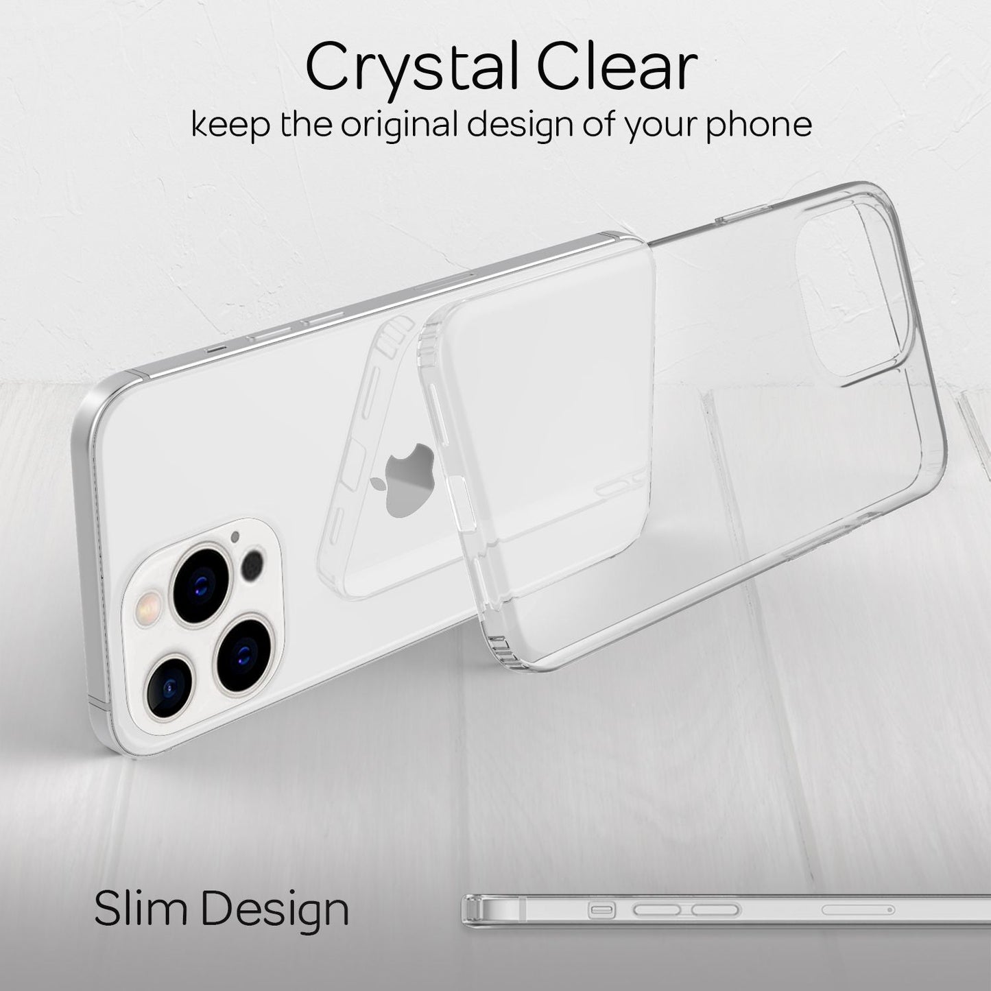 NALIA Transparente Hülle für iPhone 13 Pro – Harte Rückseite & Silikon Rand – IGNITE (Stoßfeste Handyhülle & Verstärkte Ecken) – Marke aus Berlin