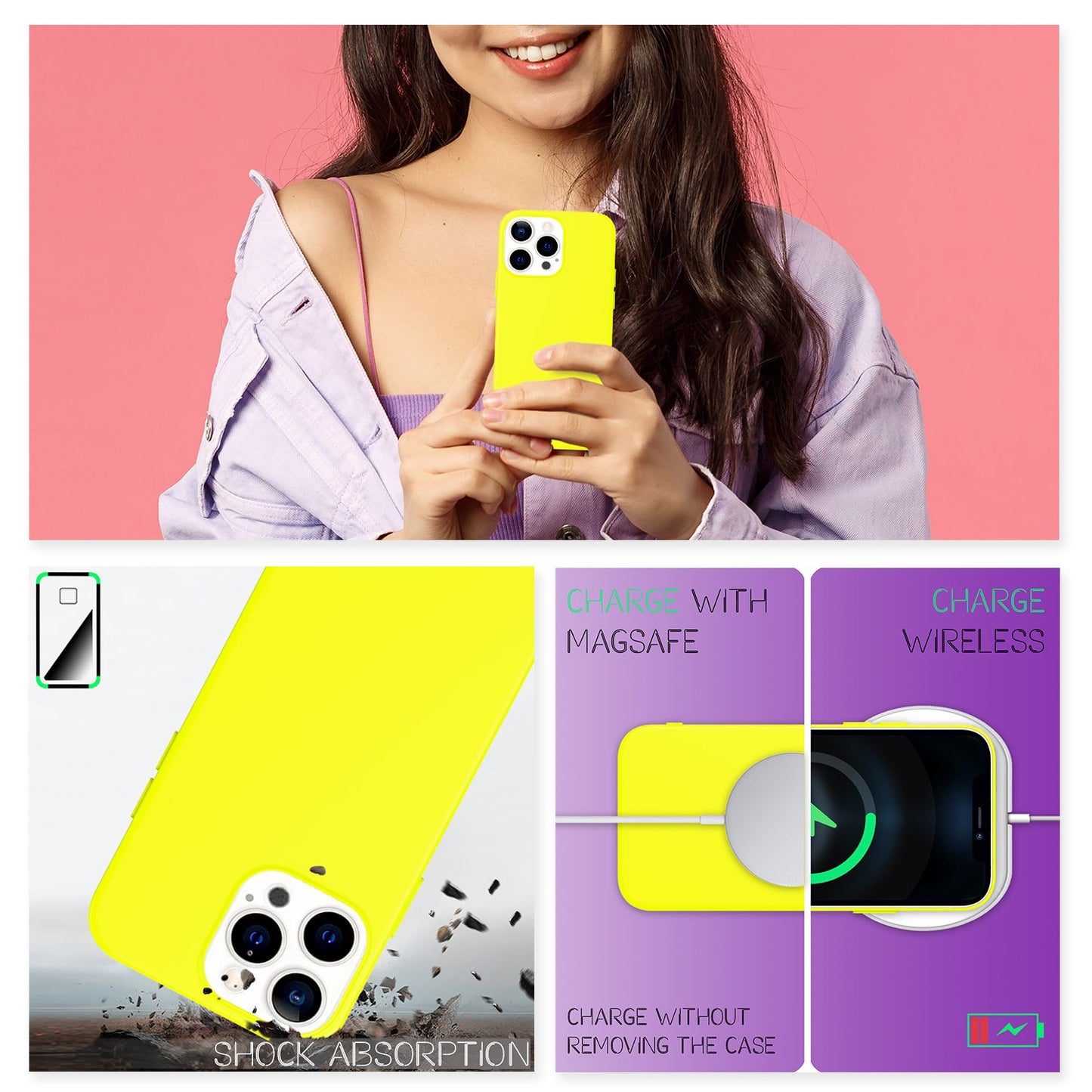 NALIA Neon Silikonhülle für iPhone 13 Pro – Soft-Touch & Signal-Neon – NEONSHOCK (Matte Schutzhülle) – Marke aus Berlin
