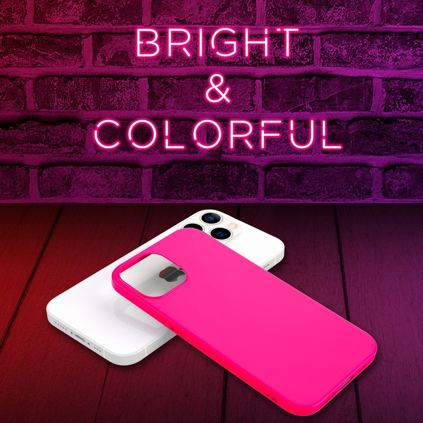 NALIA Neon Silikonhülle für iPhone 13 Pro – Soft-Touch & Signal-Neon – NEONSHOCK (Matte Schutzhülle) – Marke aus Berlin