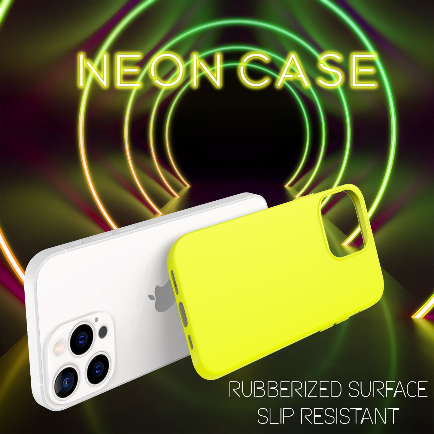 NALIA Neon Silikonhülle für iPhone 13 Pro – Soft-Touch & Signal-Neon – NEONSHOCK (Matte Schutzhülle) – Marke aus Berlin