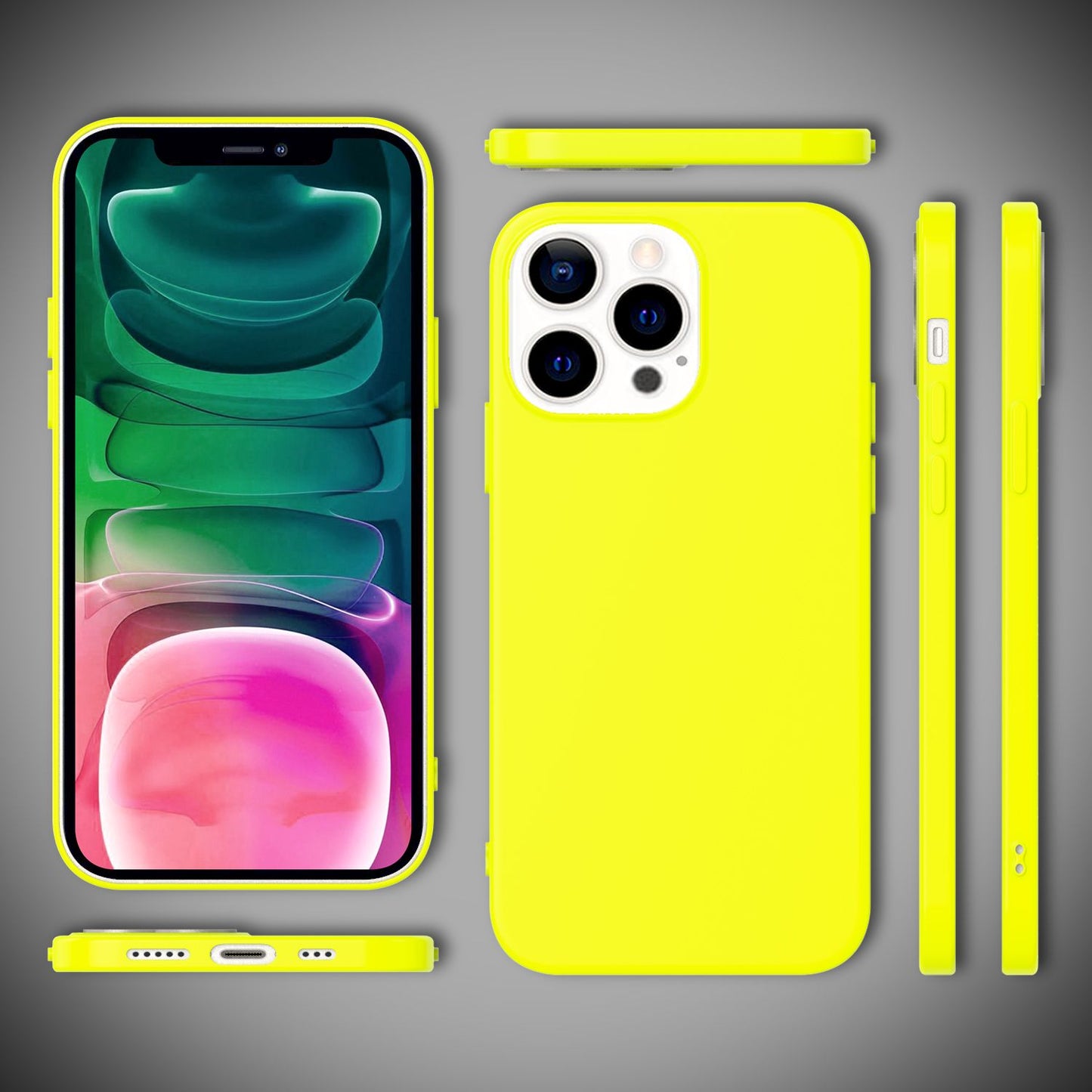 NALIA Neon Silikonhülle für iPhone 13 Pro – Soft-Touch & Signal-Neon – NEONSHOCK (Matte Schutzhülle) – Marke aus Berlin