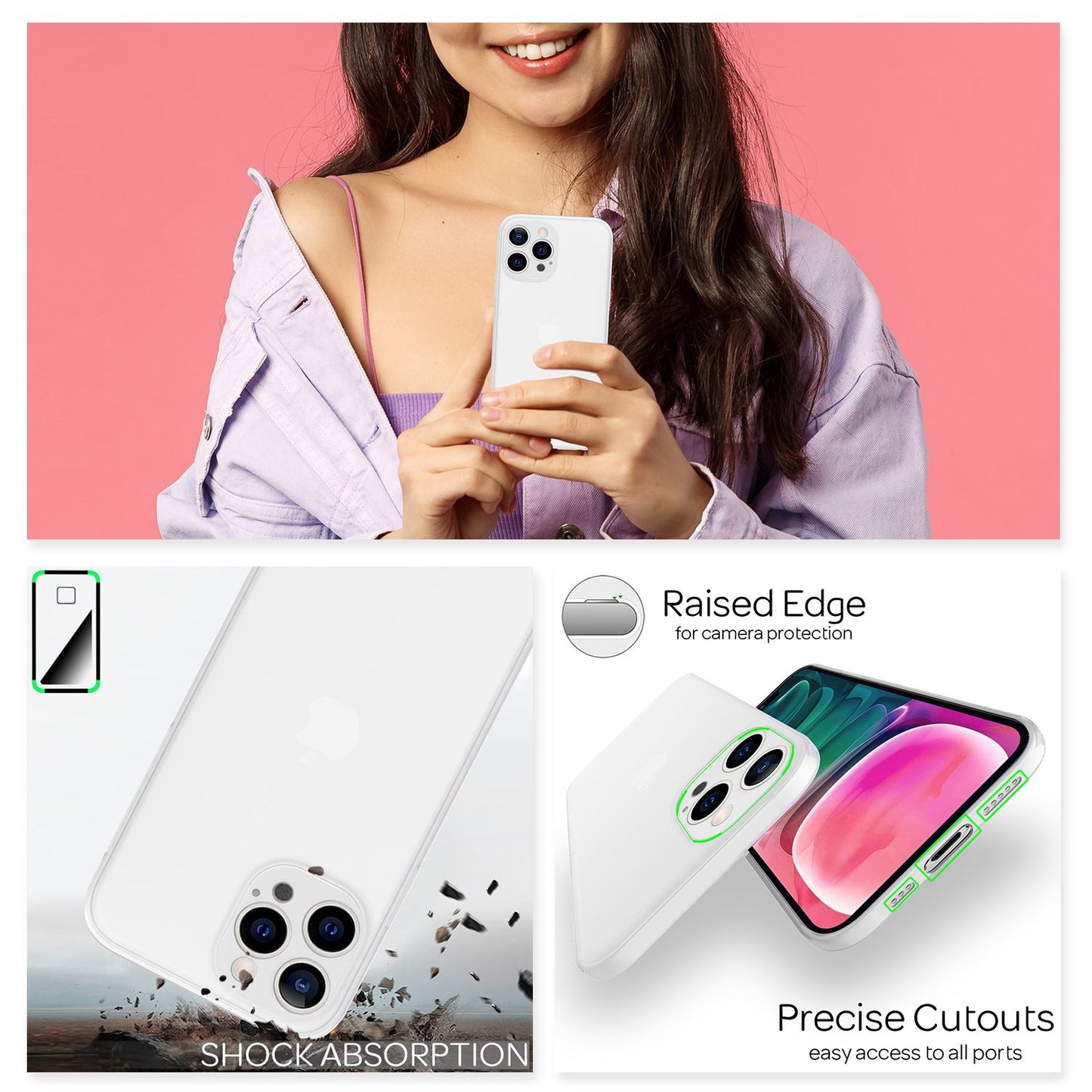 NALIA Ultra Slim Hardcase für iPhone 13 Pro – Matt-Transparent & 0.3mm Dünn – PHANTOM (Hauchdünnes Cover & Kamera-Vollschutz) – Marke aus Berlin