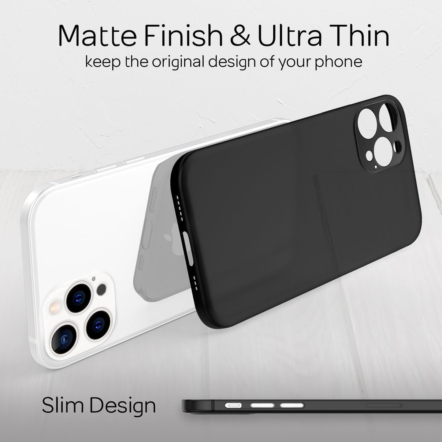 NALIA Ultra Slim Hardcase für iPhone 13 Pro – Matt-Transparent & 0.3mm Dünn – PHANTOM (Hauchdünnes Cover & Kamera-Vollschutz) – Marke aus Berlin