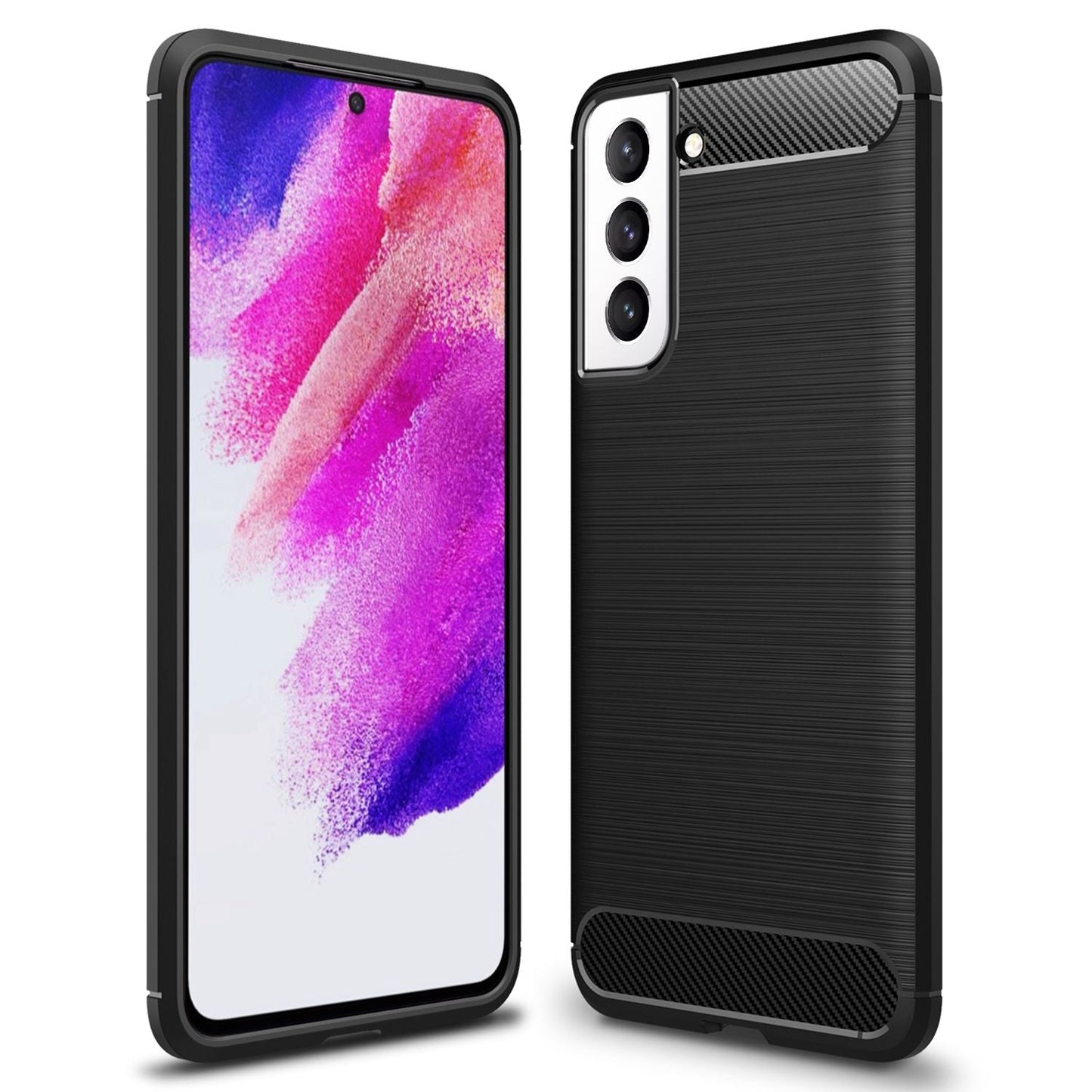NALIA Carbon Look Case kompatibel mit Samsung Galaxy S21 FE Hülle, Matt-Schwarze Silikonhülle Anti-Fingerabdruck Kohlefaser-Optik Rutschfest Stoßfest Kratzfest, Dünn Schutzhülle Handyhülle Cover Etui