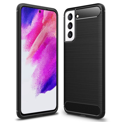 NALIA Carbon Look Case kompatibel mit Samsung Galaxy S21 FE Hülle, Matt-Schwarze Silikonhülle Anti-Fingerabdruck Kohlefaser-Optik Rutschfest Stoßfest Kratzfest, Dünn Schutzhülle Handyhülle Cover Etui