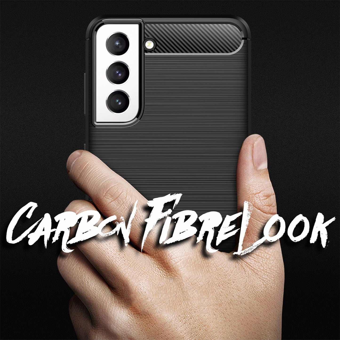 NALIA Carbon Look Case kompatibel mit Samsung Galaxy S21 FE Hülle, Matt-Schwarze Silikonhülle Anti-Fingerabdruck Kohlefaser-Optik Rutschfest Stoßfest Kratzfest, Dünn Schutzhülle Handyhülle Cover Etui