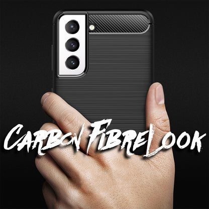 NALIA Carbon Look Case kompatibel mit Samsung Galaxy S21 FE Hülle, Matt-Schwarze Silikonhülle Anti-Fingerabdruck Kohlefaser-Optik Rutschfest Stoßfest Kratzfest, Dünn Schutzhülle Handyhülle Cover Etui