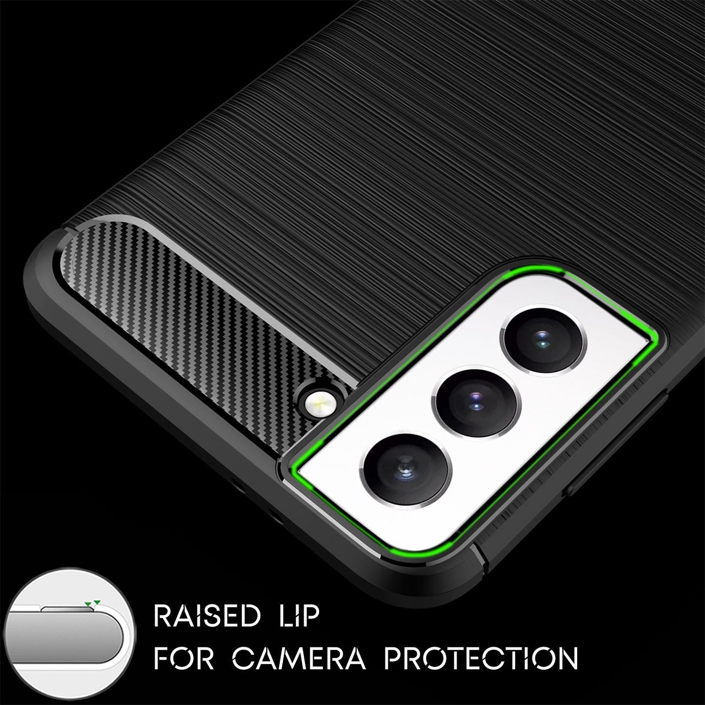 NALIA Carbon Look Case kompatibel mit Samsung Galaxy S21 FE Hülle, Matt-Schwarze Silikonhülle Anti-Fingerabdruck Kohlefaser-Optik Rutschfest Stoßfest Kratzfest, Dünn Schutzhülle Handyhülle Cover Etui