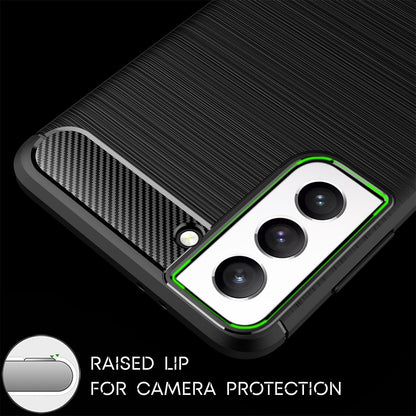 NALIA Carbon Look Case kompatibel mit Samsung Galaxy S21 FE Hülle, Matt-Schwarze Silikonhülle Anti-Fingerabdruck Kohlefaser-Optik Rutschfest Stoßfest Kratzfest, Dünn Schutzhülle Handyhülle Cover Etui