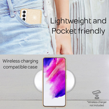 NALIA Glitzerhülle für Samsung Galaxy S21 FE – Funkelndes Silikon Case – DAZZLIN (Transparent & Stoßfest) – Marke aus Berlin