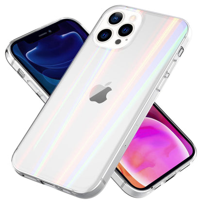 NALIA Transparente Glashülle für iPhone 13 Pro Max – Holografischer Prisma-Effekt (Regenbogen Schimmer) – 9H Hartglas & Anti-Gelb – AURORA – Marke aus Berlin