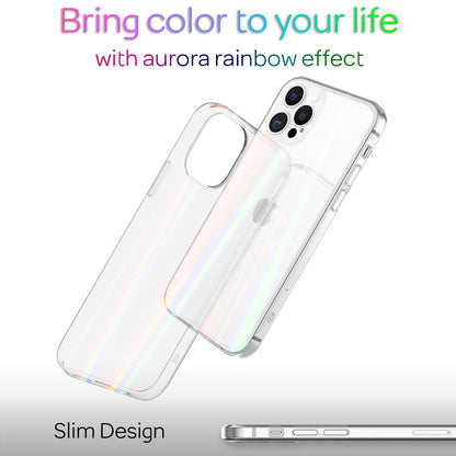 NALIA Transparente Glashülle für iPhone 13 Pro Max – Holografischer Prisma-Effekt (Regenbogen Schimmer) – 9H Hartglas & Anti-Gelb – AURORA – Marke aus Berlin