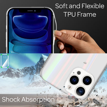 NALIA Transparente Glashülle für iPhone 13 Pro Max – Holografischer Prisma-Effekt (Regenbogen Schimmer) – 9H Hartglas & Anti-Gelb – AURORA – Marke aus Berlin