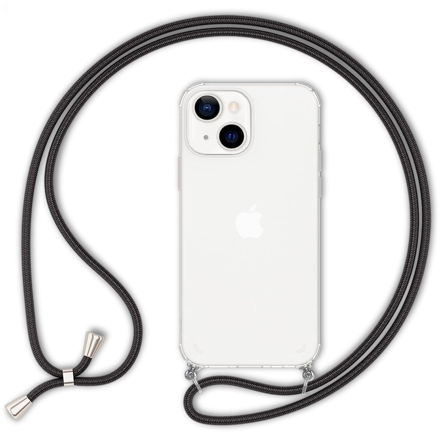 NALIA Handykette für iPhone 13 Mini – Transparentes Hybrid-Case & Band – HANGIT (Anti-Gelb Rückseite & Verstellbar) – Marke aus Berlin