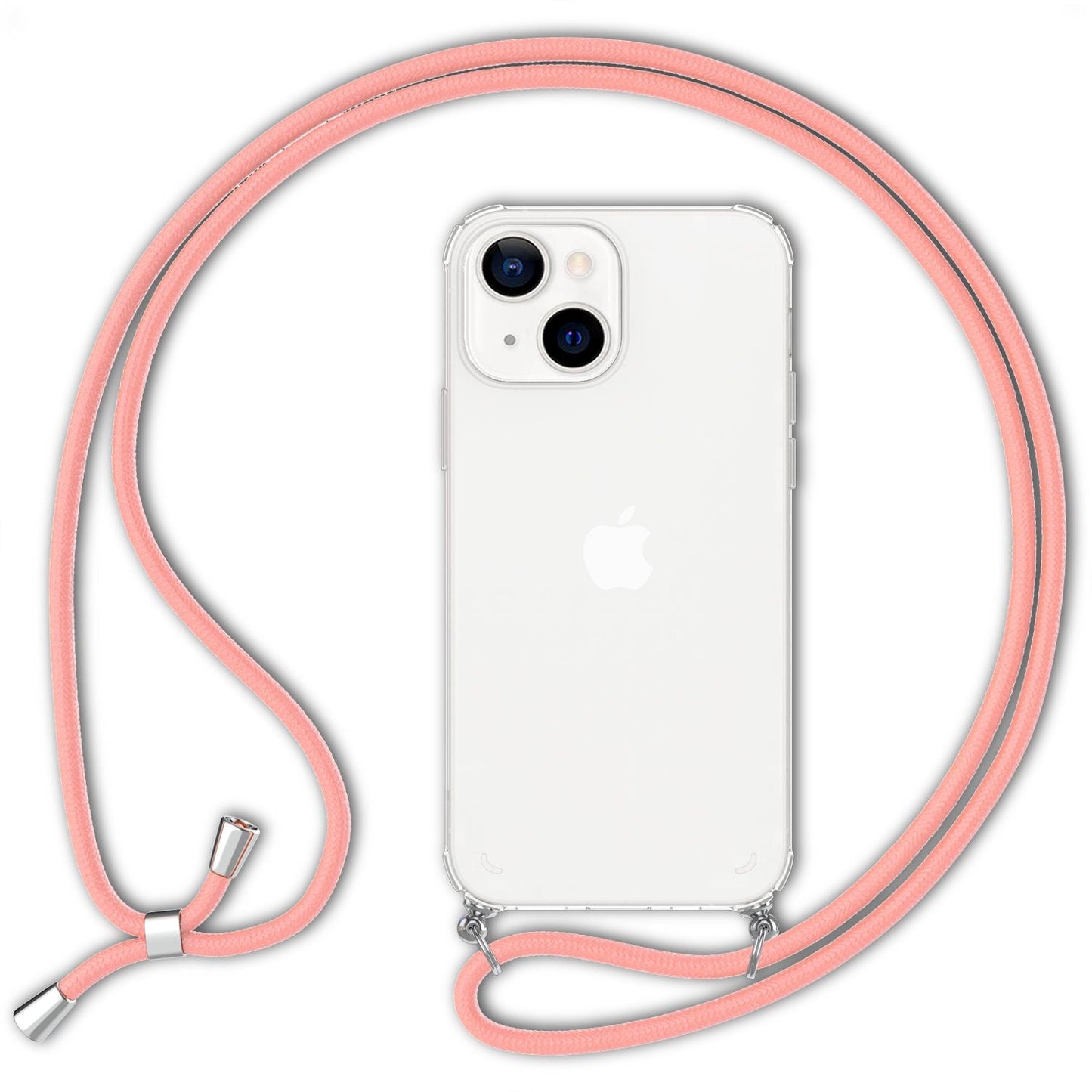 NALIA Handykette für iPhone 13 Mini – Transparentes Hybrid-Case & Band – HANGIT (Anti-Gelb Rückseite & Verstellbar) – Marke aus Berlin