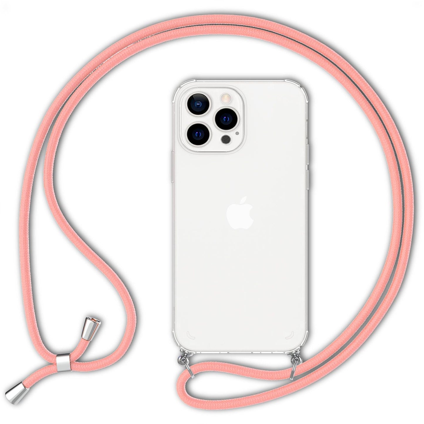 NALIA Handykette für iPhone 13 Pro – Transparentes Hybrid-Case & Band – HANGIT (Anti-Gelb Rückseite & Verstellbar) – Marke aus Berlin