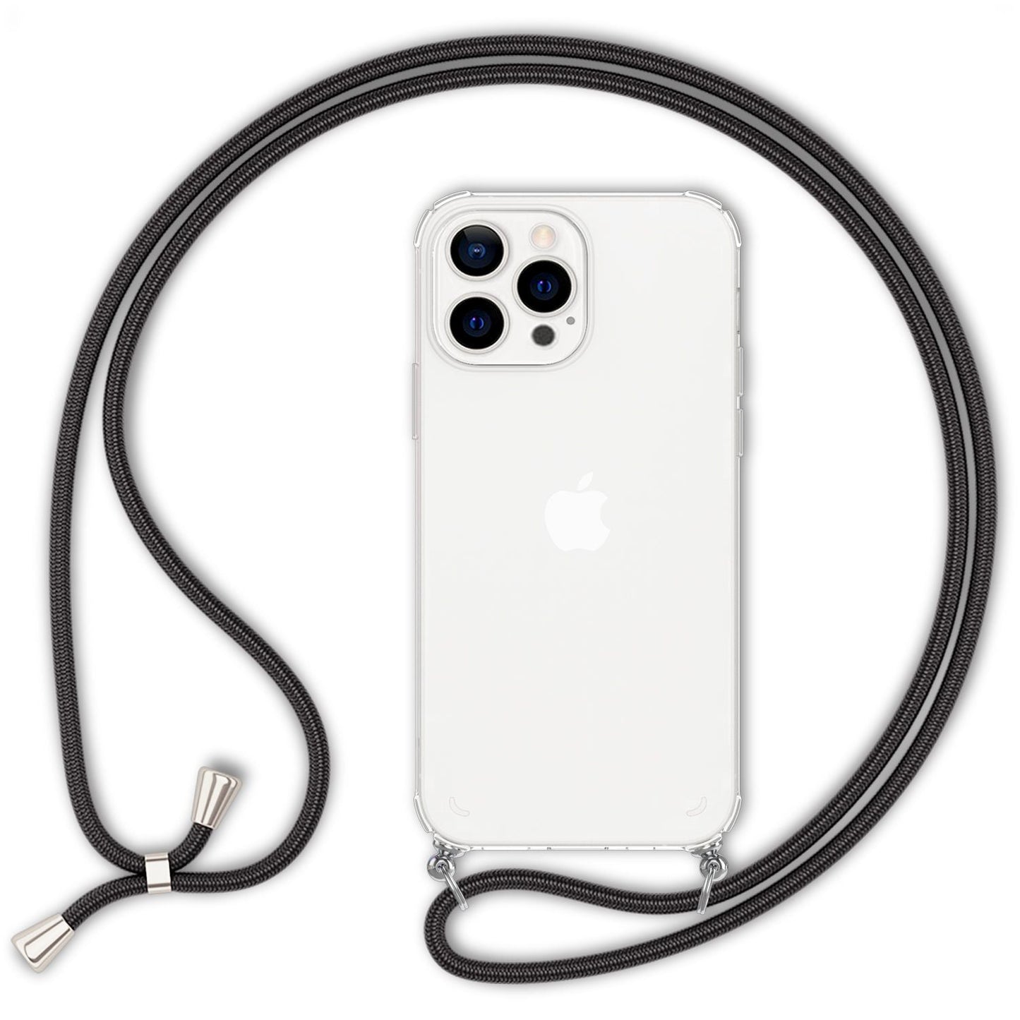 NALIA Handykette für iPhone 13 Pro Max – Transparentes Hybrid-Case & Band – HANGIT (Anti-Gelb Rückseite & Verstellbar) – Marke aus Berlin