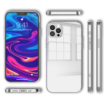 NALIA Spiegel Hartglas Case kompatibel mit iPhone 13 Pro Hülle, Klarer Spiegeleffekt Mirror Hardcase Kratzfest 9H Tempered Glass & Silikon Bumper, Dünne Schutzhülle Glashülle Handyhülle Etui - Silber