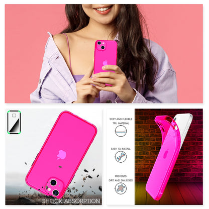 NALIA Neon Silikonhülle für iPhone 13 Mini – Knallige Signal-Farbe & Linsenschutz – VIBE (Transparentes Case) – Marke aus Berlin