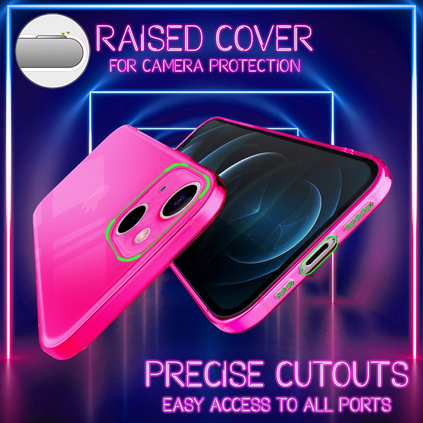 NALIA Neon Silikonhülle für iPhone 13 Mini – Knallige Signal-Farbe & Linsenschutz – VIBE (Transparentes Case) – Marke aus Berlin