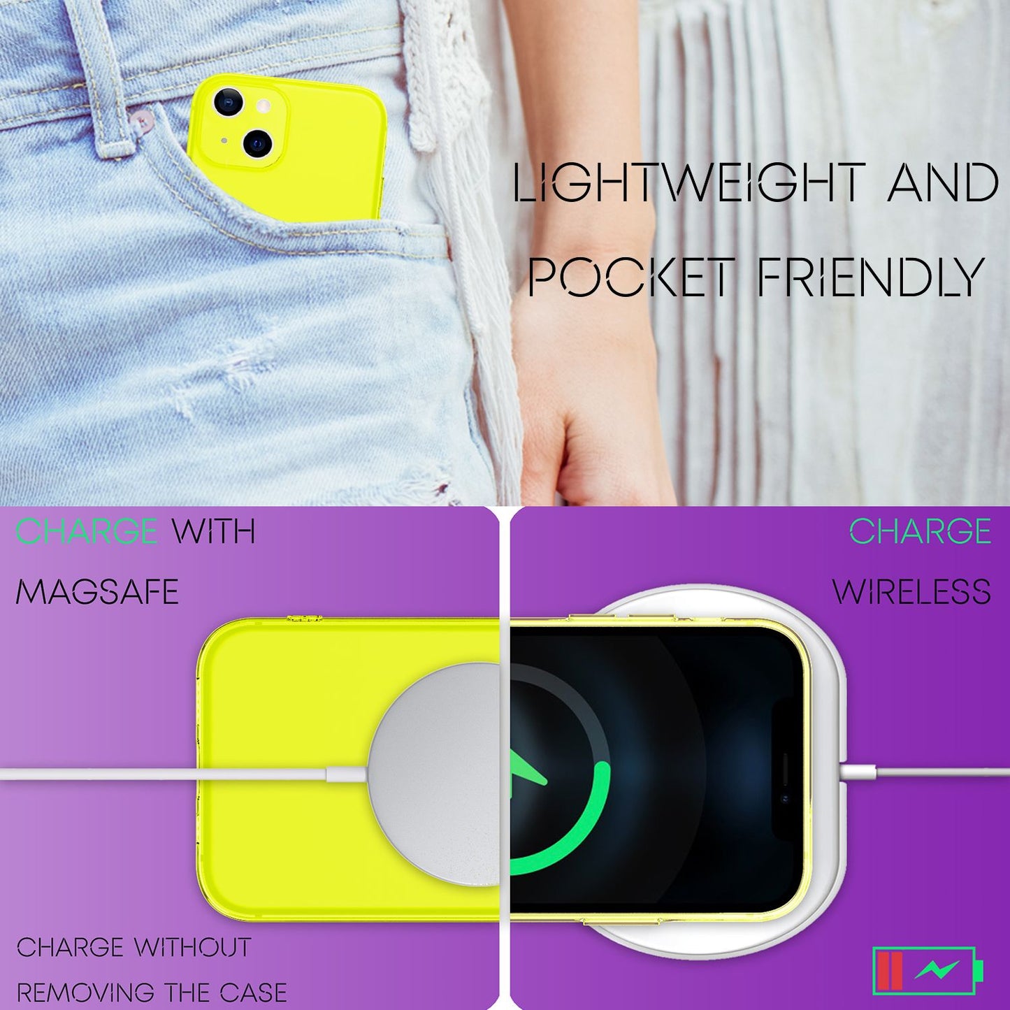 NALIA Neon Silikonhülle für iPhone 13 Mini – Knallige Signal-Farbe & Linsenschutz – VIBE (Transparentes Case) – Marke aus Berlin