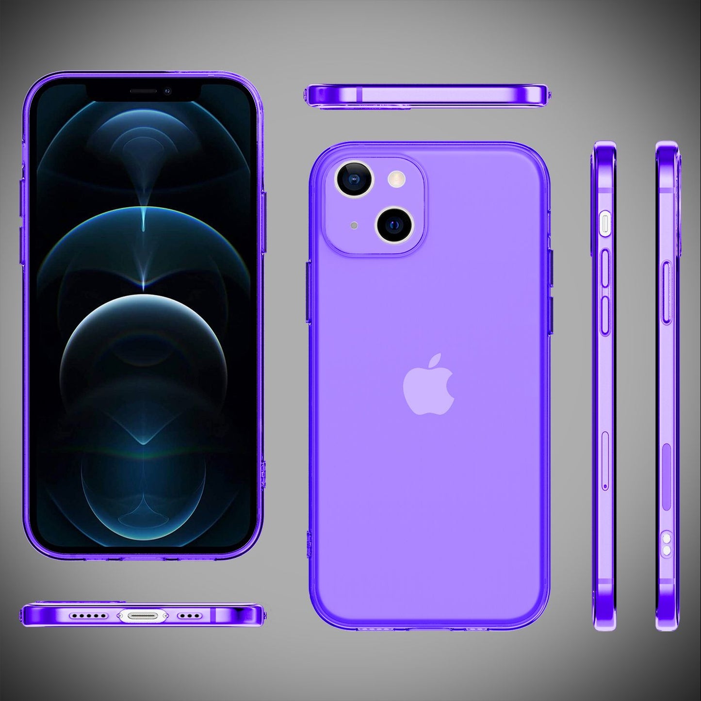 NALIA Neon Silikonhülle für iPhone 13 Mini – Knallige Signal-Farbe & Linsenschutz – VIBE (Transparentes Case) – Marke aus Berlin