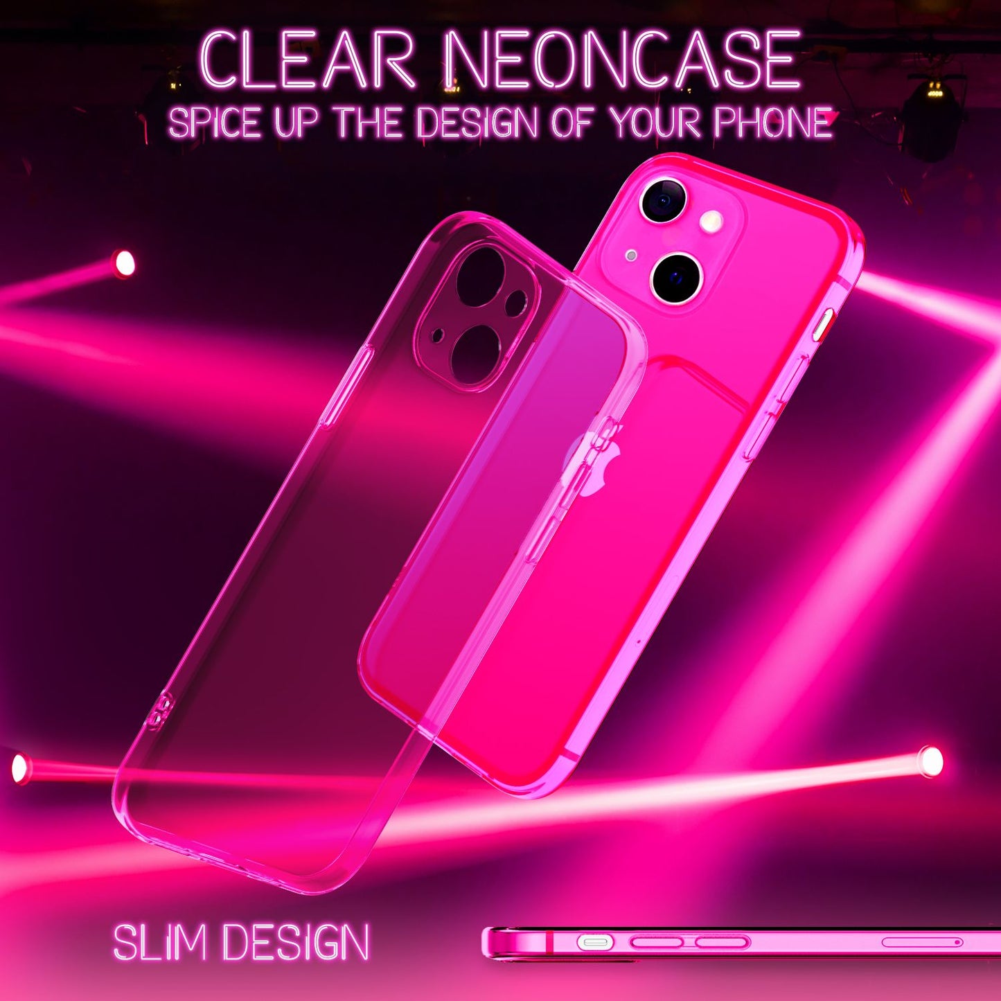 NALIA Neon Silikonhülle für iPhone 13 – Knallige Signal-Farbe & Linsenschutz – VIBE (Transparentes Case) – Marke aus Berlin