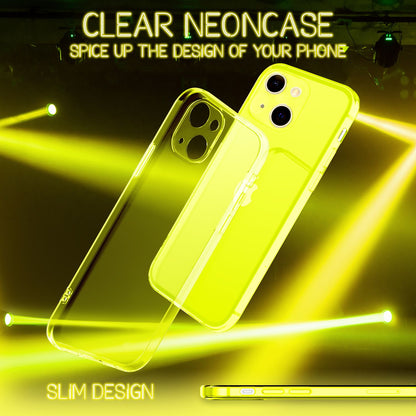 NALIA Neon Silikonhülle für iPhone 13 – Knallige Signal-Farbe & Linsenschutz – VIBE (Transparentes Case) – Marke aus Berlin